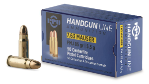 PPU 7.63mm Mauser 85 Gr FMJ 50 Rnd